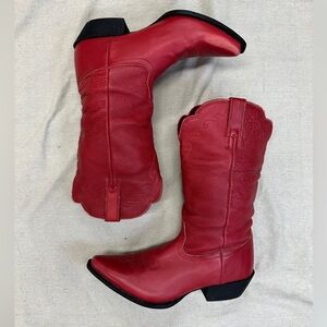Nocona Red Leather Cowboy Boots